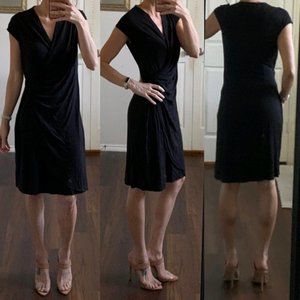 Tommy Bahama black casual short sleeve a-line v-neck midi dress